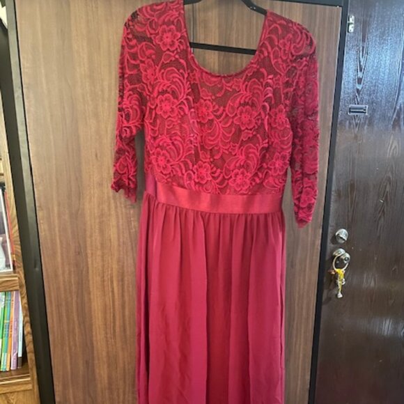 Ever Pretty Burgundy Lace Evening Gown – Size 4XL (US 16) – Worn Once! - Picture 1 of 4